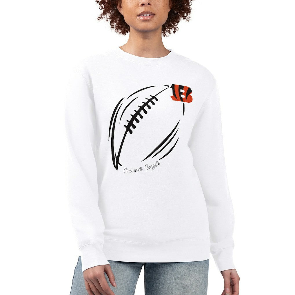 Cincinnati Bengals G-III 4Her by Carl Banks Women's Football Logo Graphic Fleece Tri-Blend Pullover Sweatshirt - White on sale