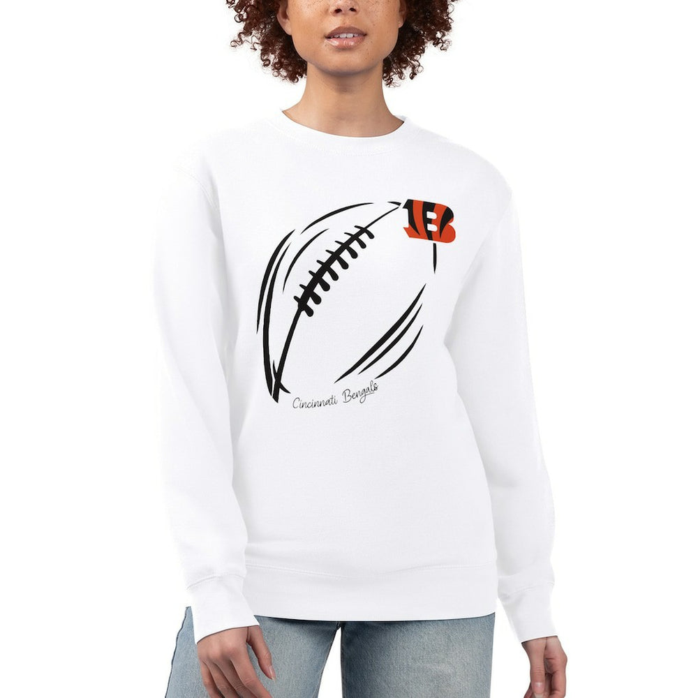 Cincinnati Bengals G-III 4Her by Carl Banks Women's Football Logo Graphic Fleece Tri-Blend Pullover Sweatshirt - White on sale