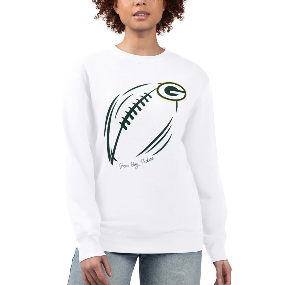 Green Bay Packers G-III 4Her by Carl Banks Women's Football Logo Graphic Fleece Tri-Blend Pullover Sweatshirt - White outlet
