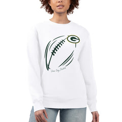 Green Bay Packers G-III 4Her by Carl Banks Women's Football Logo Graphic Fleece Tri-Blend Pullover Sweatshirt - White outlet