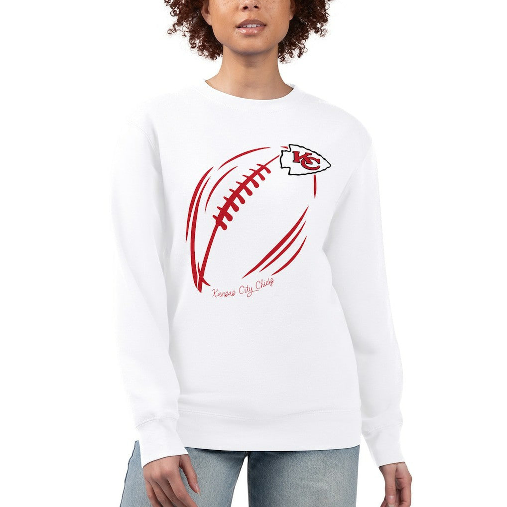 Kansas City Chiefs G-III 4Her by Carl Banks Women's Football Logo Graphic Fleece Tri-Blend Pullover Sweatshirt - White online