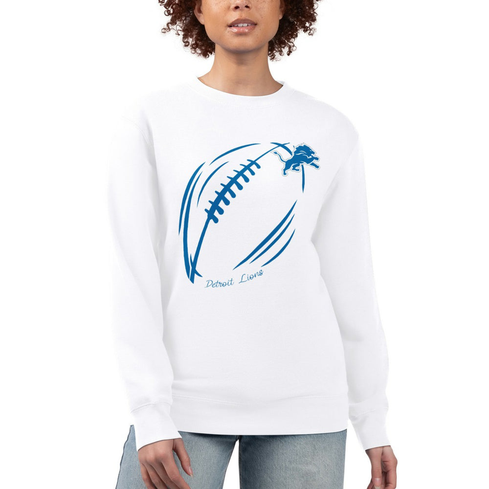 Detroit Lions G-III 4Her by Carl Banks Women's Football Logo Graphic Fleece Tri-Blend Pullover Sweatshirt - White cheap