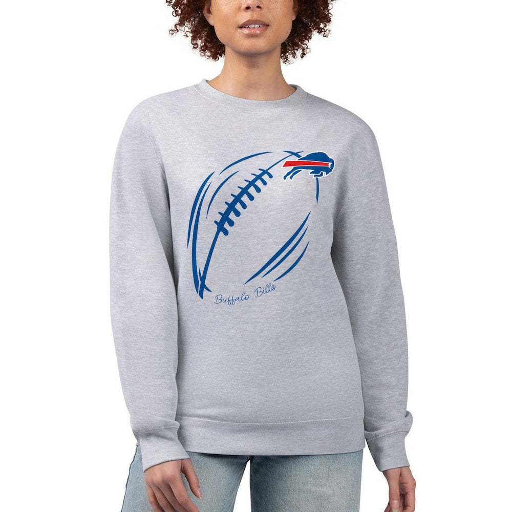 Buffalo Bills G-III 4Her by Carl Banks Women's Football Logo Graphic Fleece Tri-Blend Pullover Sweatshirt - Heather Gray on sale