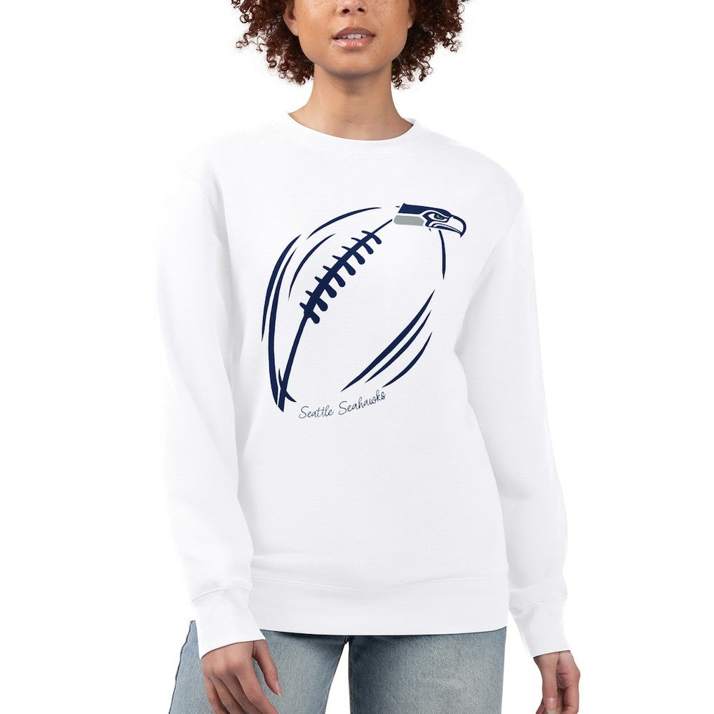 Seattle Seahawks G-III 4Her by Carl Banks Women's Football Logo Graphic Fleece Tri-Blend Pullover Sweatshirt - White outlet