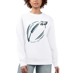 Philadelphia Eagles G-III 4Her by Carl Banks Women's Football Logo Graphic Fleece Tri-Blend Pullover Sweatshirt - White outlet