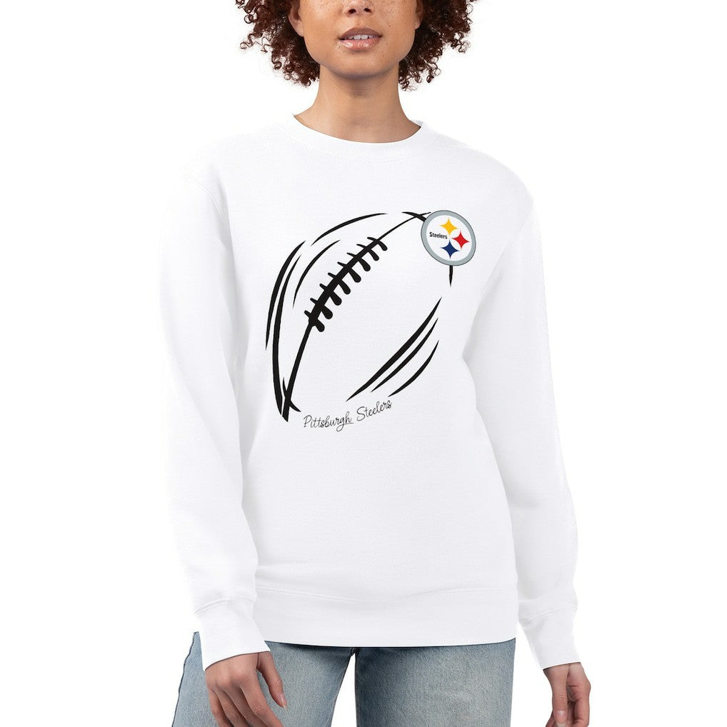 Pittsburgh Steelers G-III 4Her by Carl Banks Women's Football Logo Graphic Fleece Tri-Blend Pullover Sweatshirt - White discount