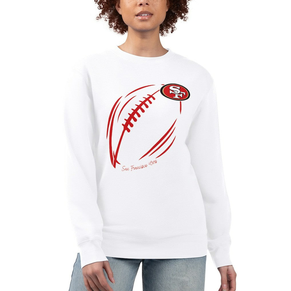 San Francisco 49ers G-III 4Her by Carl Banks Women's Football Logo Graphic Fleece Tri-Blend Pullover Sweatshirt - White outlet