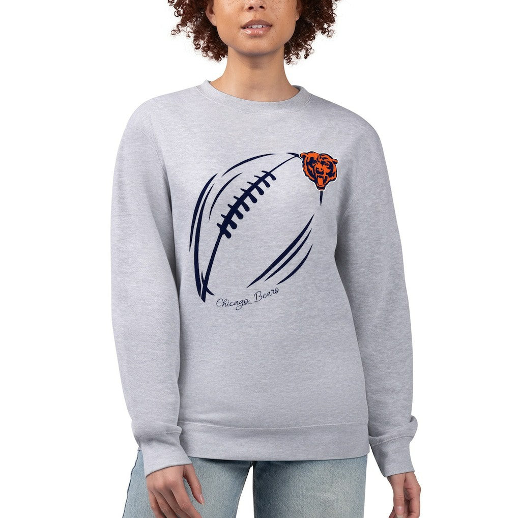 Chicago Bears G-III 4Her by Carl Banks Women's Football Logo Graphic Fleece Tri-Blend Pullover Sweatshirt - Heather Gray on sale