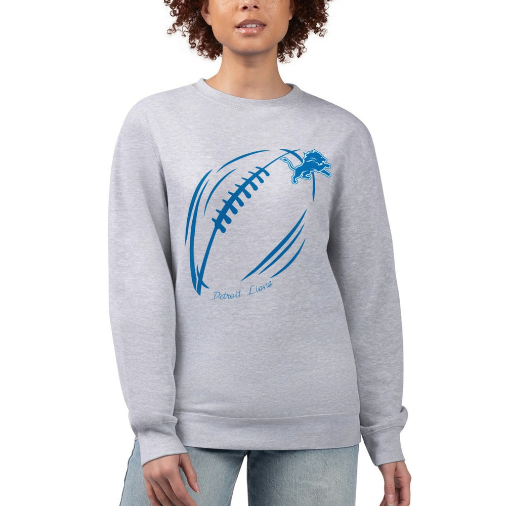 Detroit Lions G-III 4Her by Carl Banks Women's Football Logo Graphic Fleece Tri-Blend Pullover Sweatshirt - Heather Gray discount