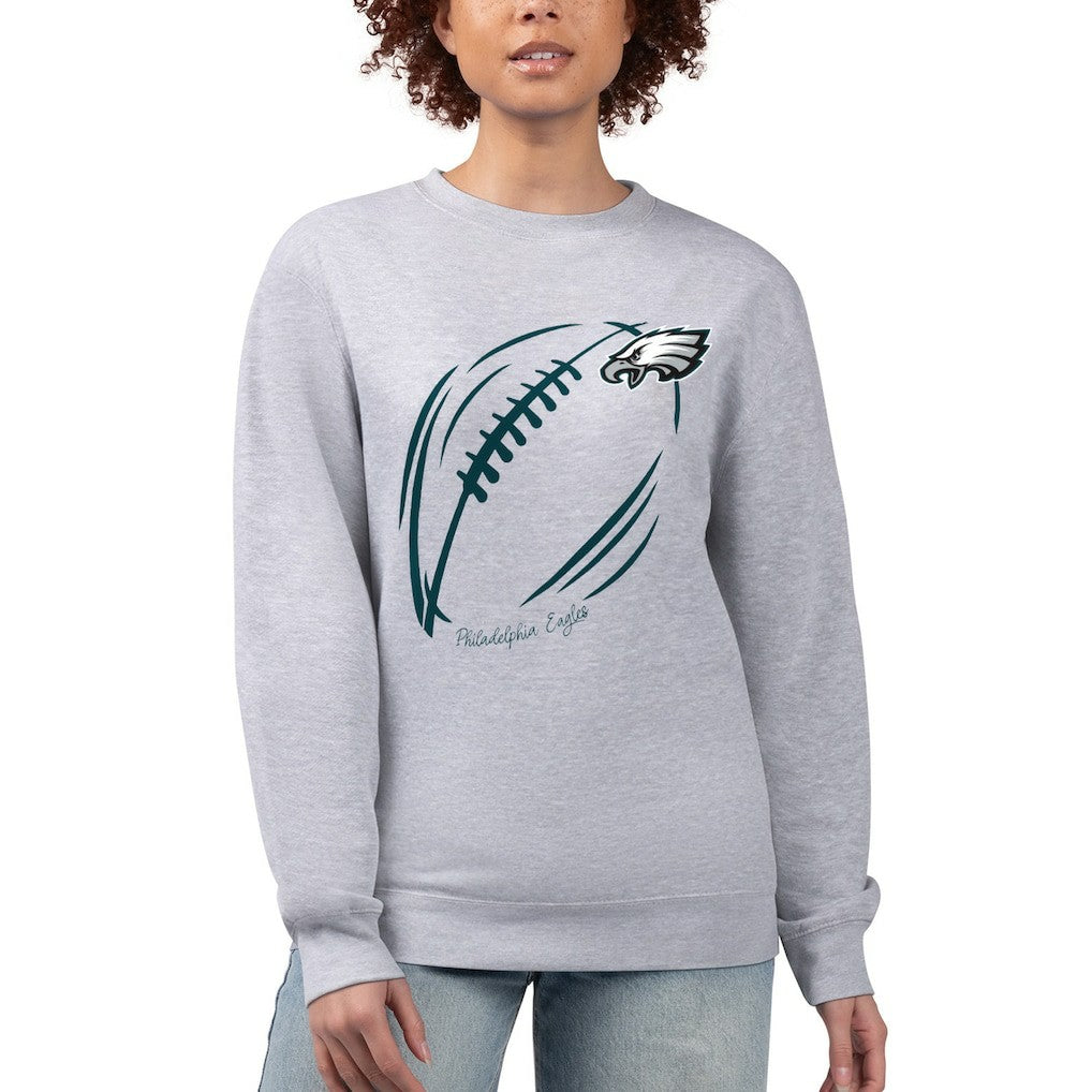 Philadelphia Eagles G-III 4Her by Carl Banks Women's Football Logo Graphic Fleece Tri-Blend Pullover Sweatshirt - Heather Gray sale
