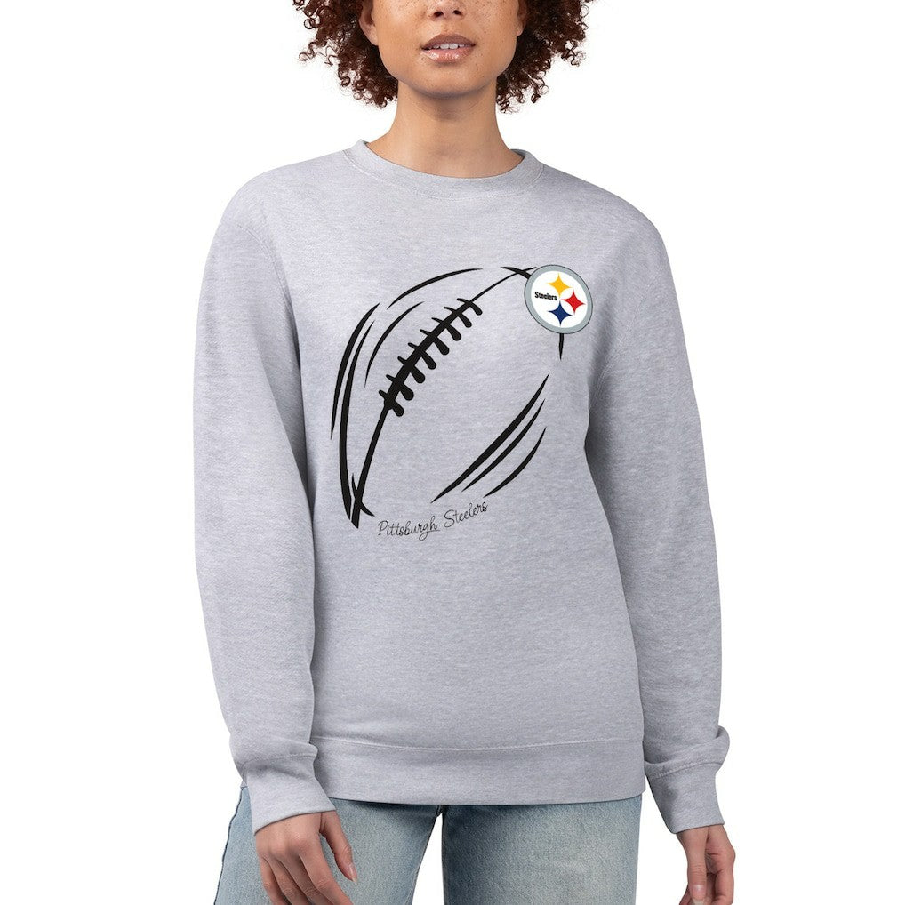 Pittsburgh Steelers G-III 4Her by Carl Banks Women's Football Logo Graphic Fleece Tri-Blend Pullover Sweatshirt - Heather Gray discount