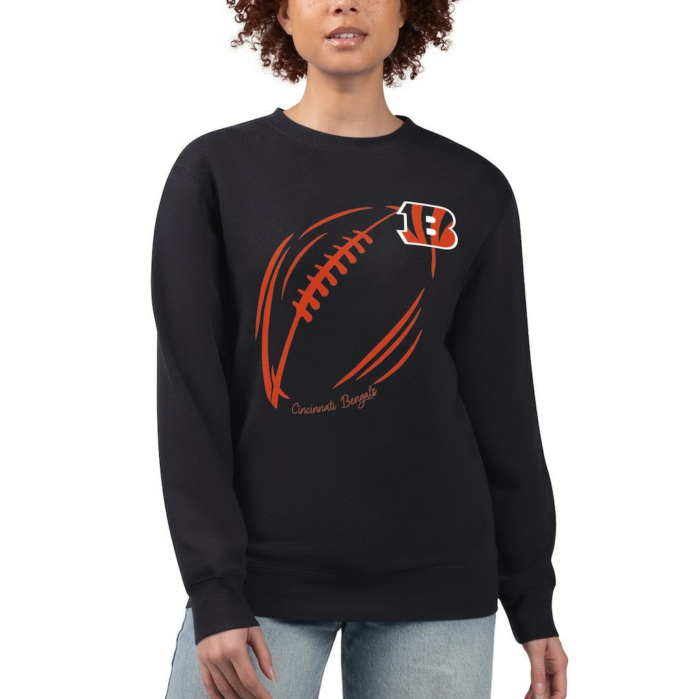 Cincinnati Bengals G-III 4Her by Carl Banks Women's Football Logo Graphic Fleece Tri-Blend Pullover Sweatshirt - Black discount