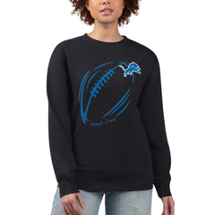 Detroit Lions G-III 4Her by Carl Banks Women's Football Logo Graphic Fleece Tri-Blend Pullover Sweatshirt - Black cheap