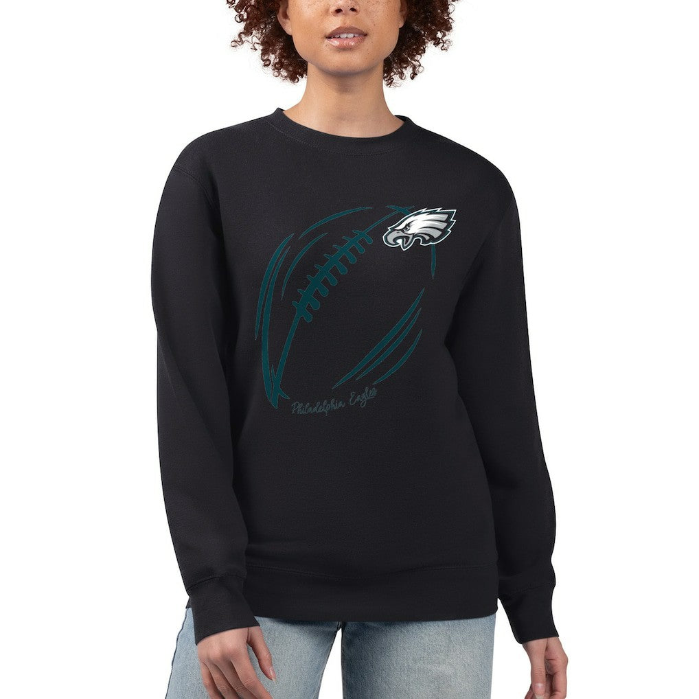 Philadelphia Eagles G-III 4Her by Carl Banks Women's Football Logo Graphic Fleece Tri-Blend Pullover Sweatshirt - Black online