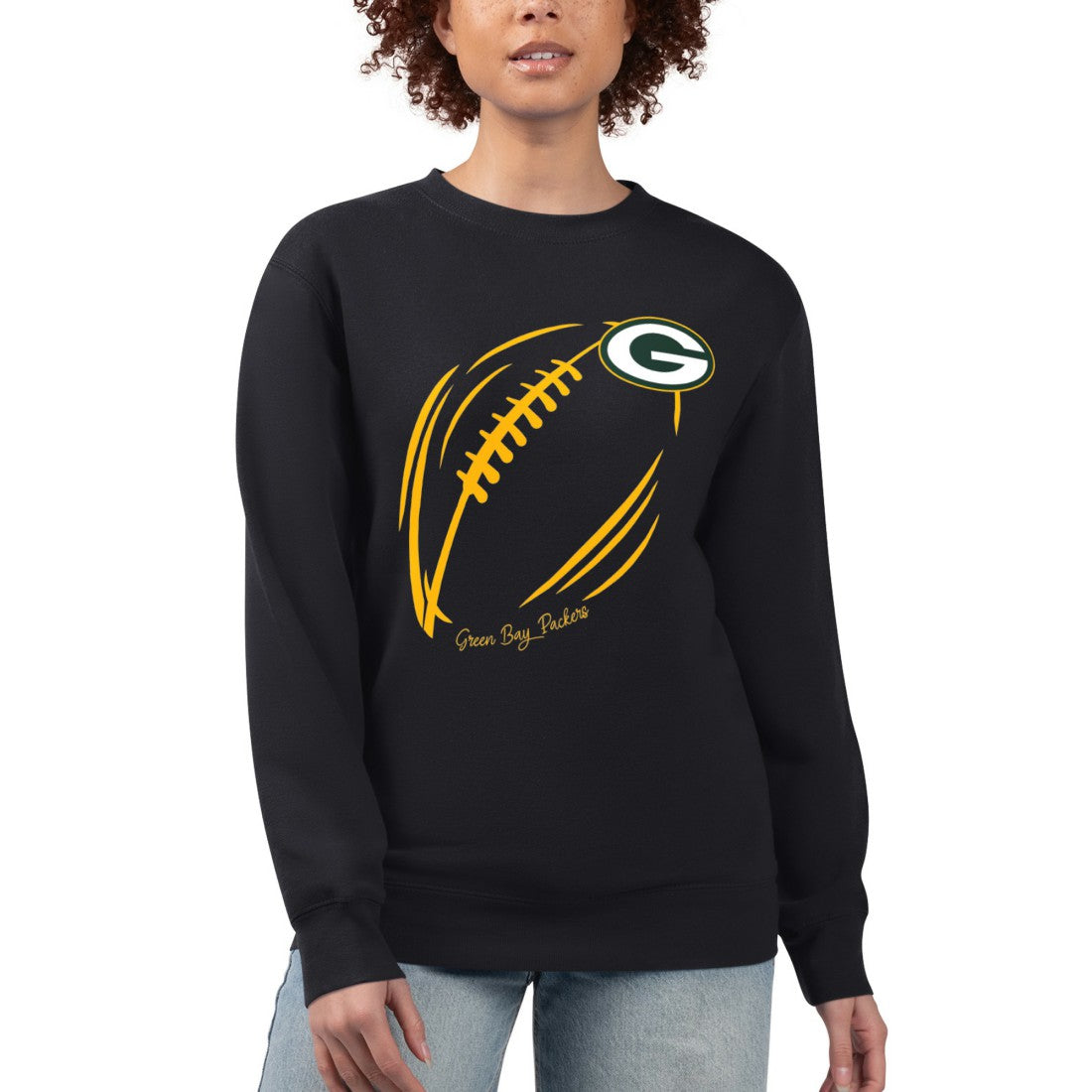 Green Bay Packers G-III 4Her by Carl Banks Women's Football Logo Graphic Fleece Tri-Blend Pullover Sweatshirt - Black online