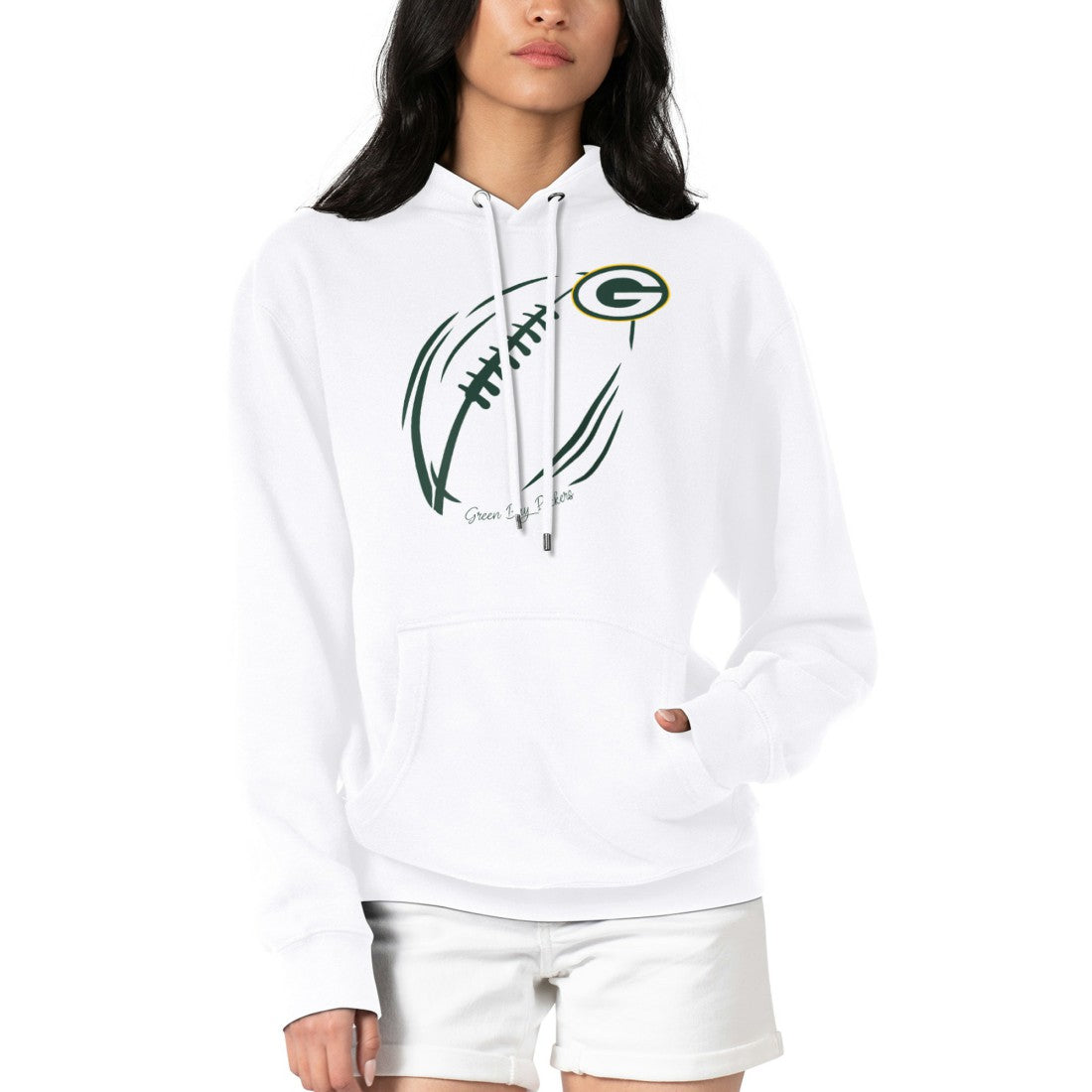 Green Bay Packers G-III 4Her by Carl Banks Women's Football Logo Fleece Tri-Blend Pullover Hoodie - White on sale