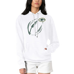 Green Bay Packers G-III 4Her by Carl Banks Women's Football Logo Fleece Tri-Blend Pullover Hoodie - White on sale