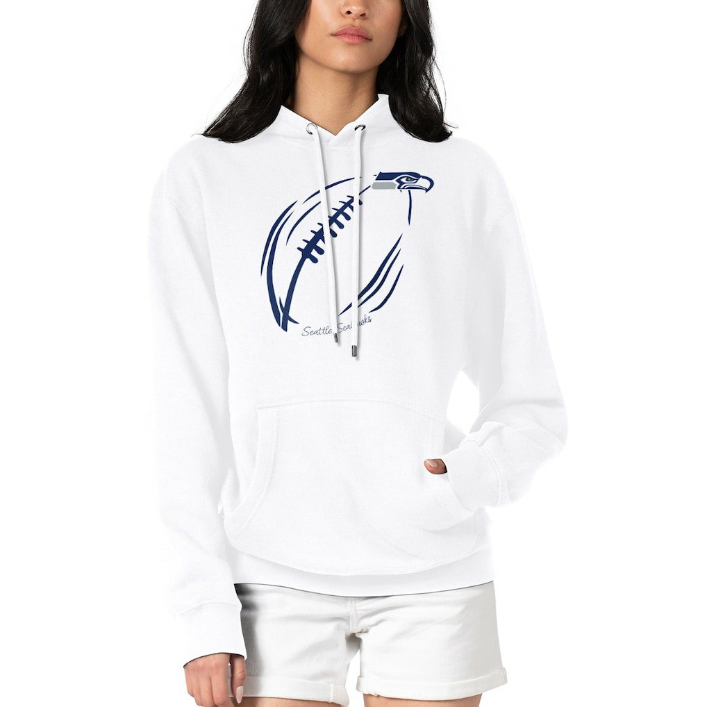 Seattle Seahawks G-III 4Her by Carl Banks Women's Football Logo Fleece Tri-Blend Pullover Hoodie - White sale