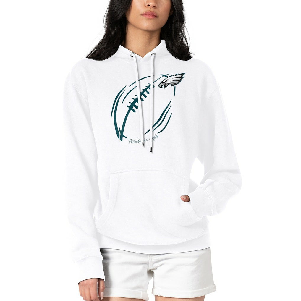 Philadelphia Eagles G-III 4Her by Carl Banks Women's Football Logo Fleece Tri-Blend Pullover Hoodie - White on sale