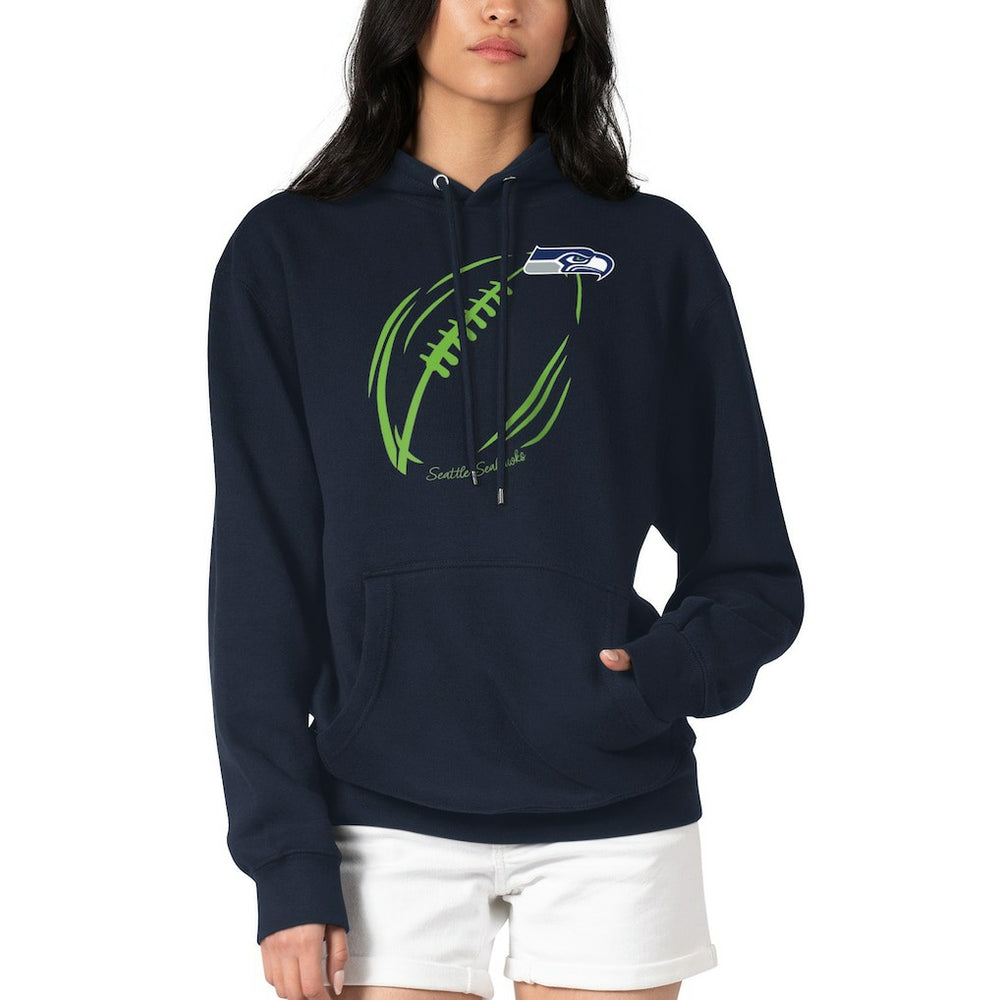 Seattle Seahawks G-III 4Her by Carl Banks Women's Football Logo Fleece Tri-Blend Pullover Hoodie - Navy outlet