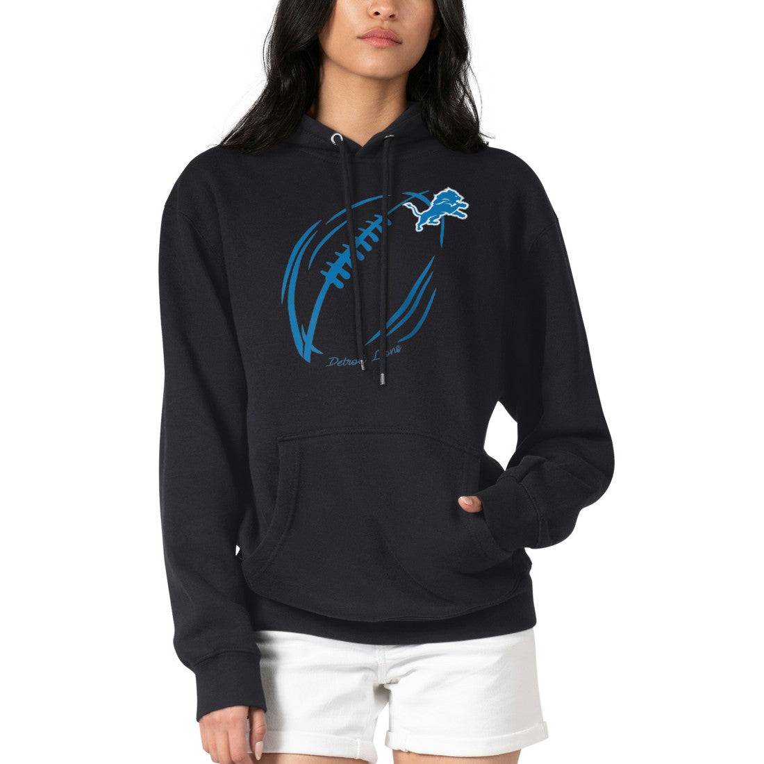Detroit Lions G-III 4Her by Carl Banks Women's Football Logo Fleece Tri-Blend Pullover Hoodie - Black on sale