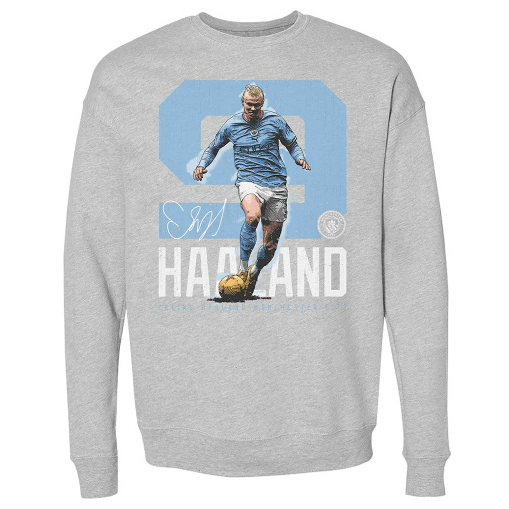 Manchester City 500 Level Bold Number Pullover Crewneck Sweatshirt - Heather Gray on sale
