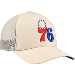 Philadelphia 76ers Trucker Adjustable Hat - Cream | Mitchell & Ness for sale