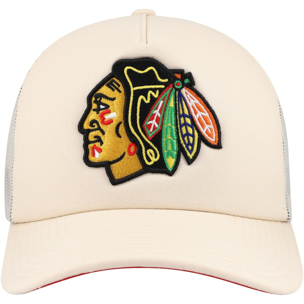 Chicago Blackhawks Mitchell & Ness Foam Front Trucker Adjustable Hat Cream
