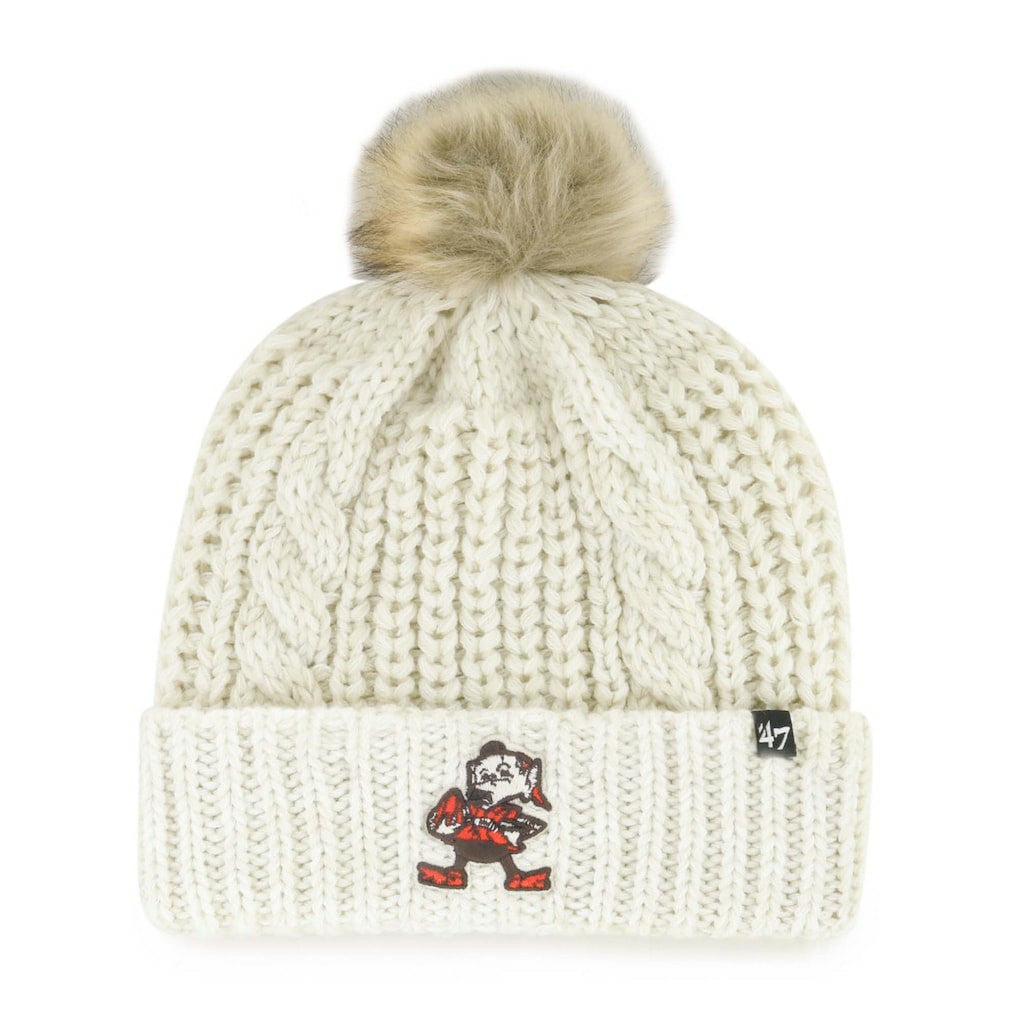 Cleveland Browns '47 Women's Meeko Cuffed Knit Hat with Pom - Cream on sale