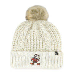 Cleveland Browns '47 Women's Meeko Cuffed Knit Hat with Pom - Cream on sale