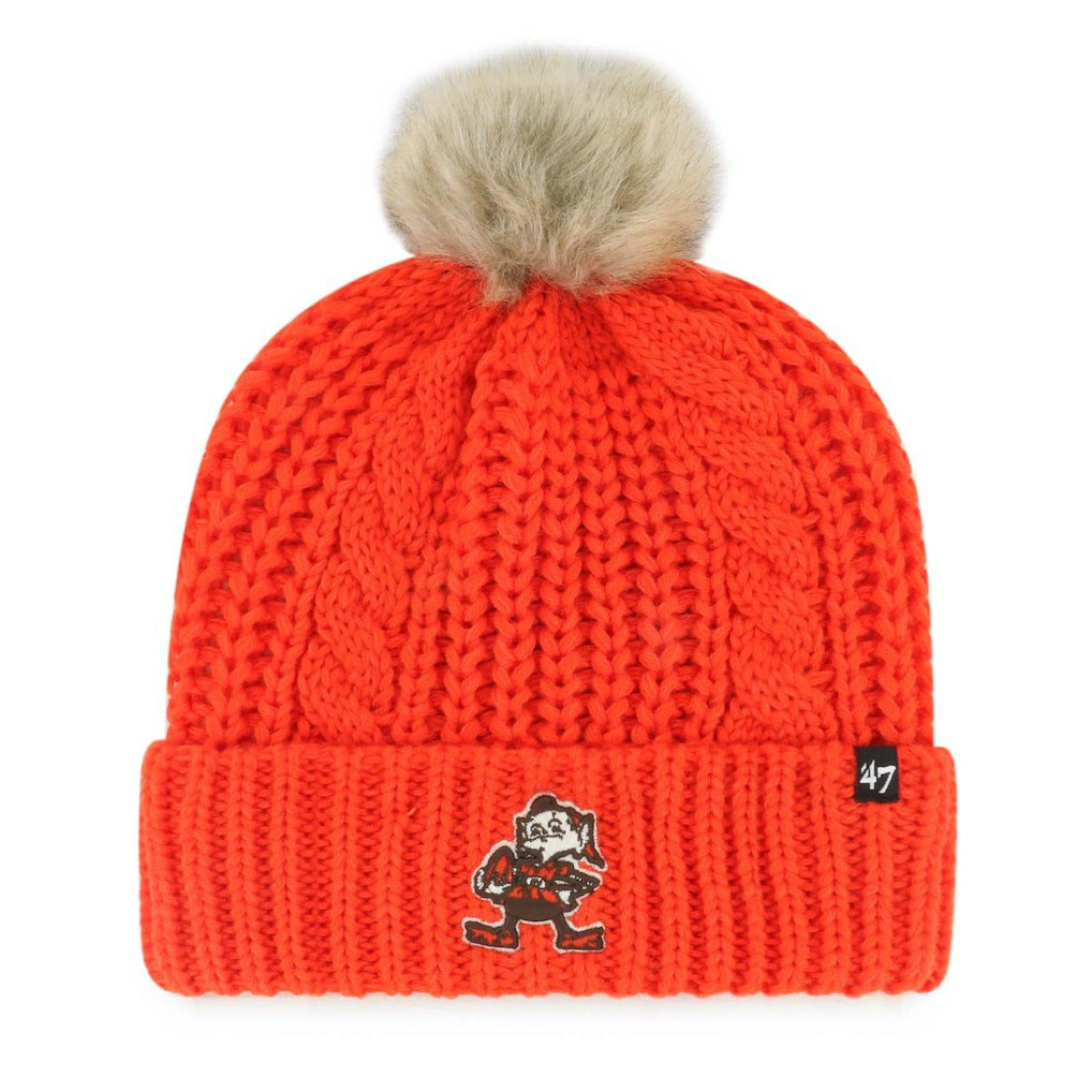 Cleveland Browns '47 Women's Meeko Cuffed Knit Hat with Pom - Orange on sale
