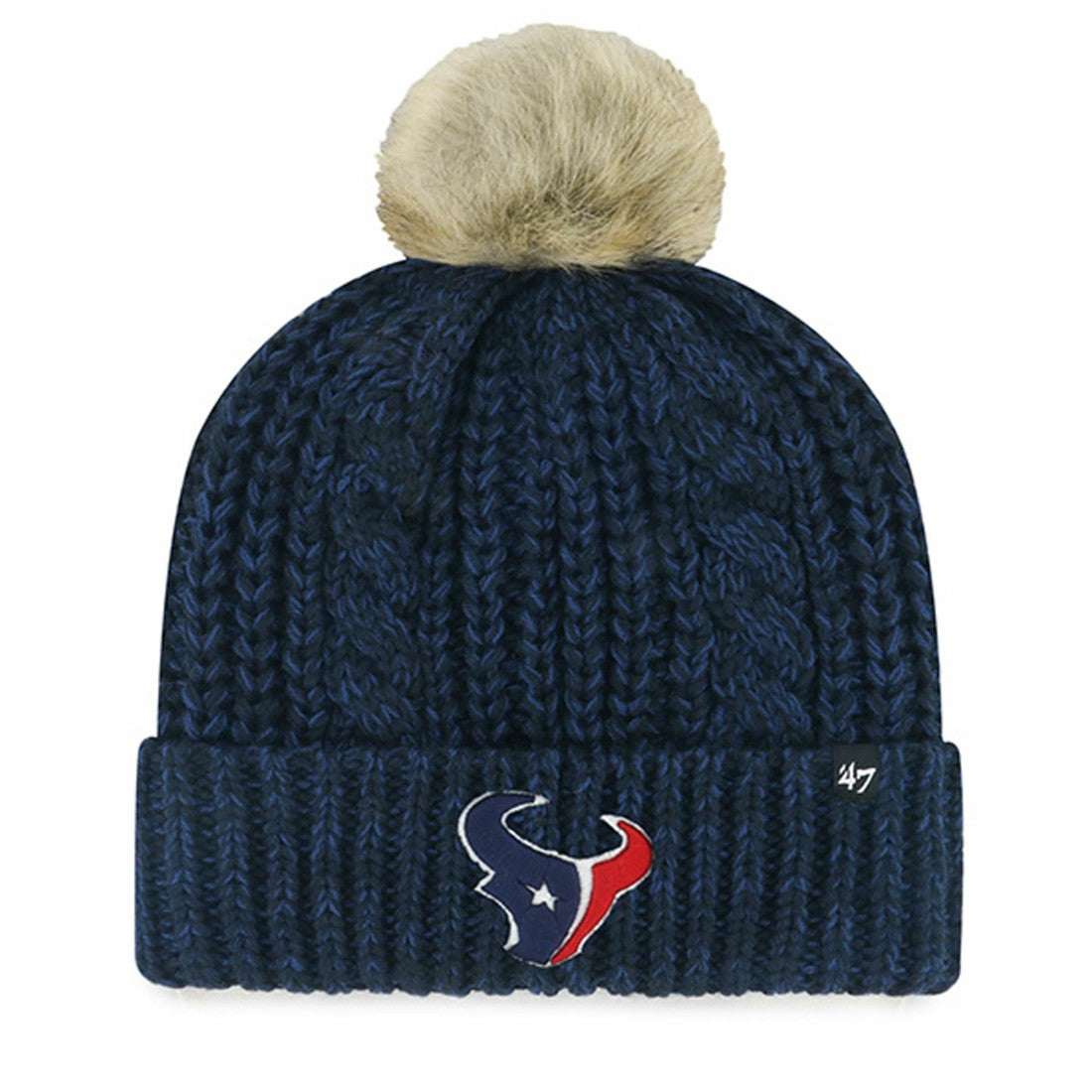 Houston Texans '47 Women's Meeko Cuffed Knit Hat with Pom - Navy sale