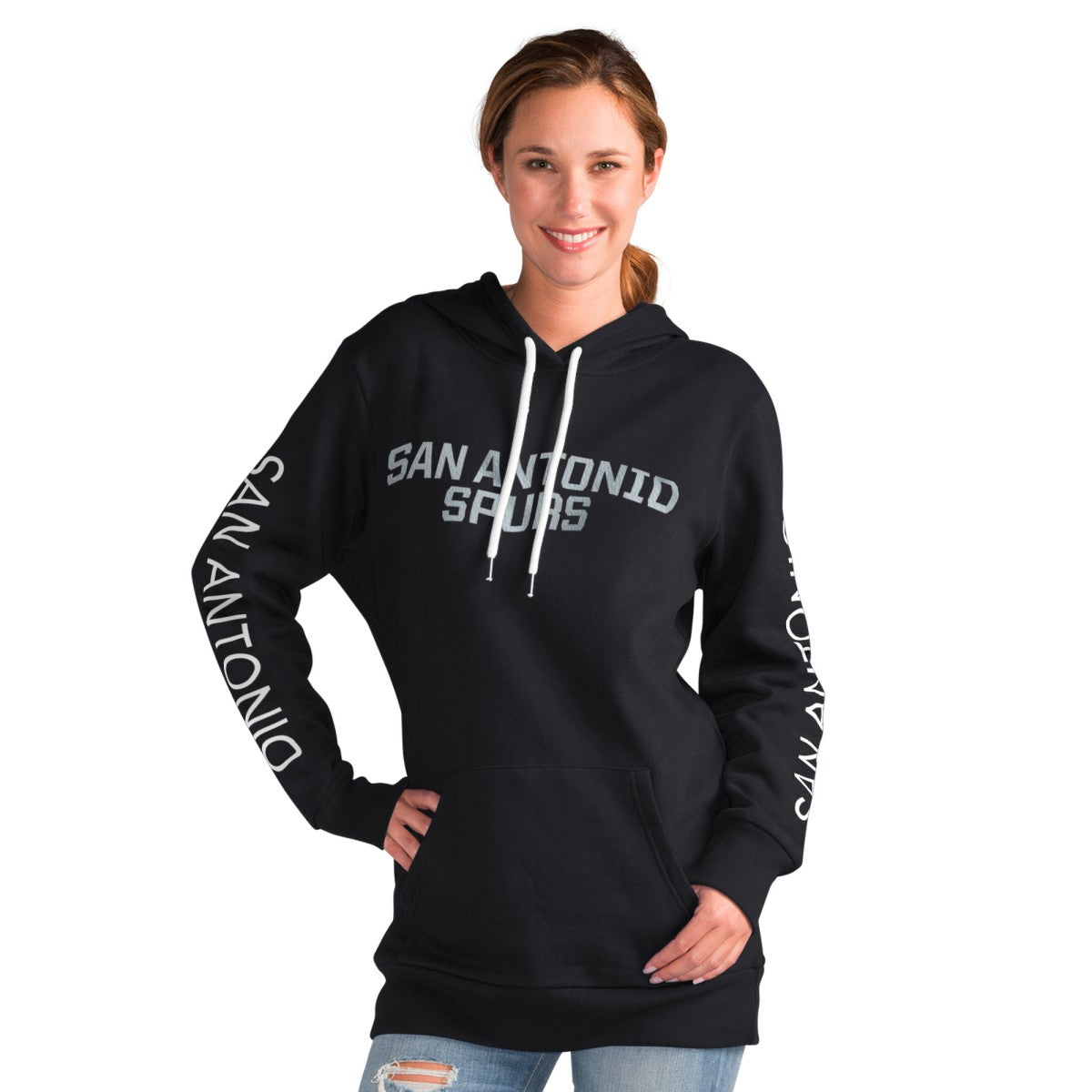 San Antonio Spurs G-III 4Her by Carl Banks Women's Base Coach Pullover Hoodie - Black cheap