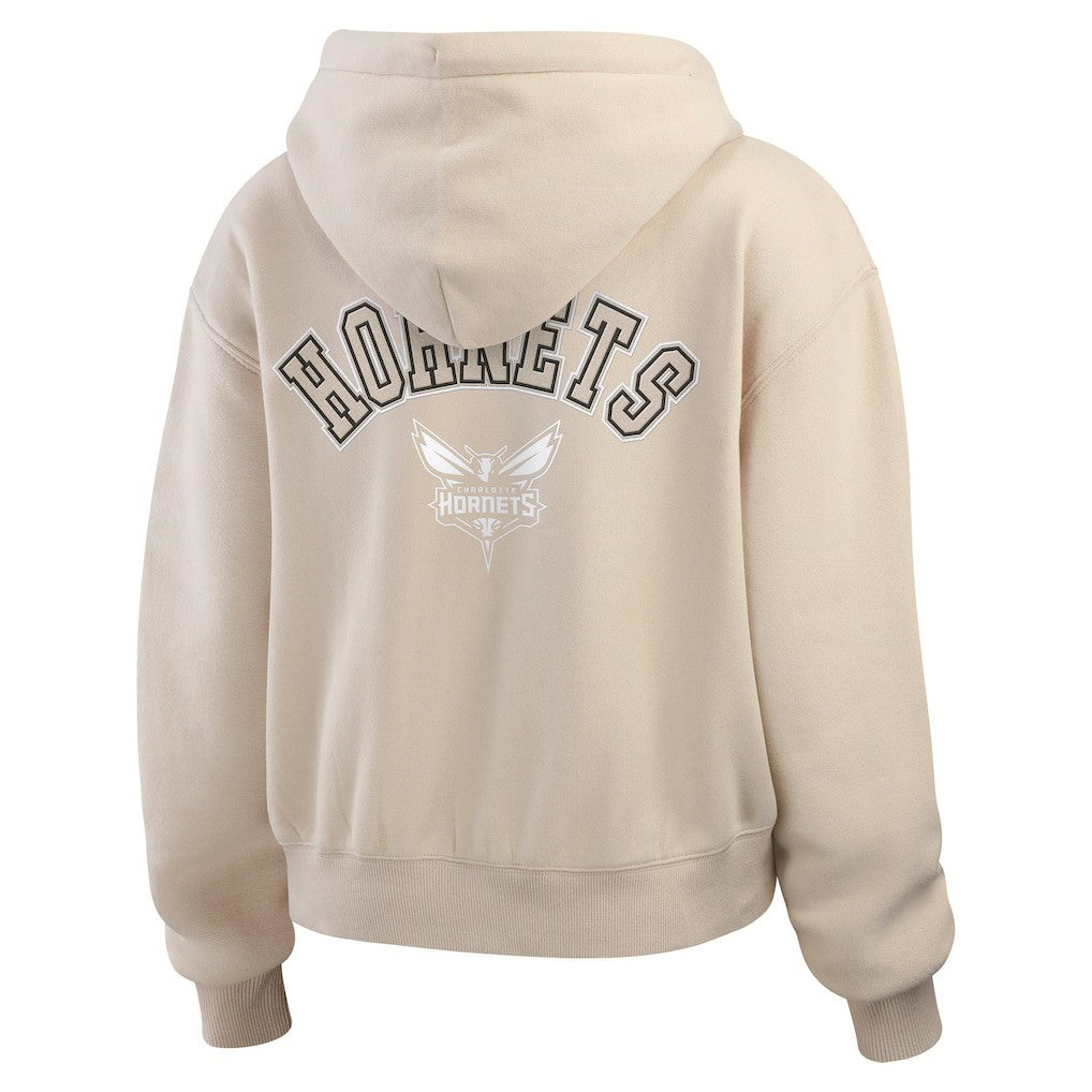 Charlotte Hornets WEAR by Erin Andrews Women's Tonal Felt Patch Full-Zip Hoodie - Tan online