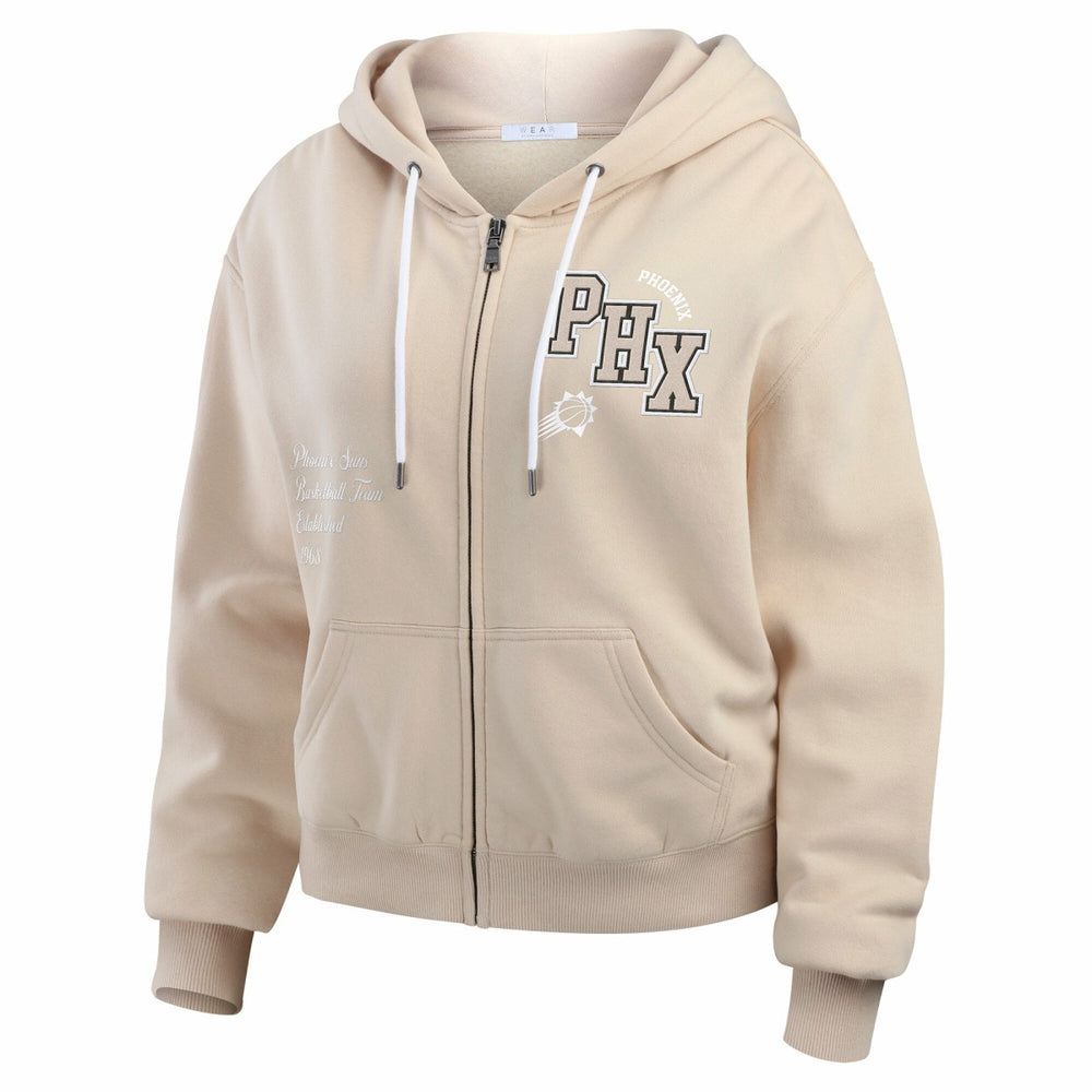 Phoenix Suns WEAR by Erin Andrews Women's Plus Size Tonal Felt Patch Full-Zip Hoodie - Cream shop