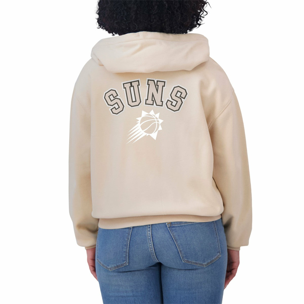 Phoenix Suns WEAR by Erin Andrews Women's Plus Size Tonal Felt Patch Full-Zip Hoodie - Cream shop