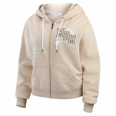 Memphis Grizzlies WEAR by Erin Andrews Women's Plus Size Tonal Felt Patch Full-Zip Hoodie - Cream cheap