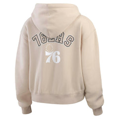 Philadelphia 76ers WEAR by Erin Andrews Women's Plus Size Tonal Felt Patch Full-Zip Hoodie - Cream online