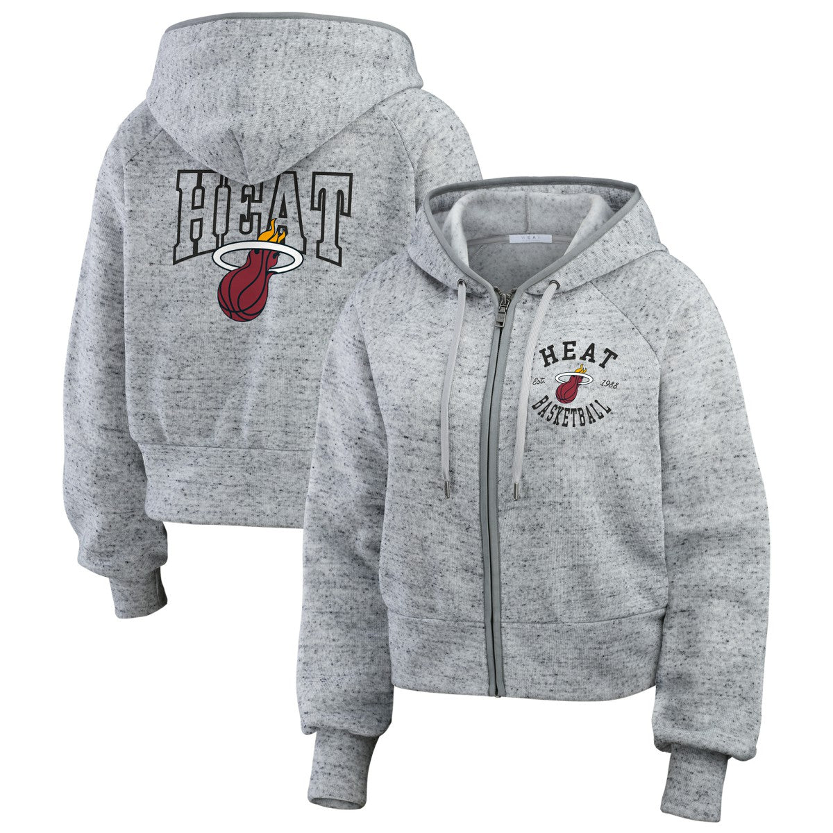 Miami Heat WEAR by Erin Andrews Women's Speckled Radiator Full-Zip Hoodie - Heather Gray sale
