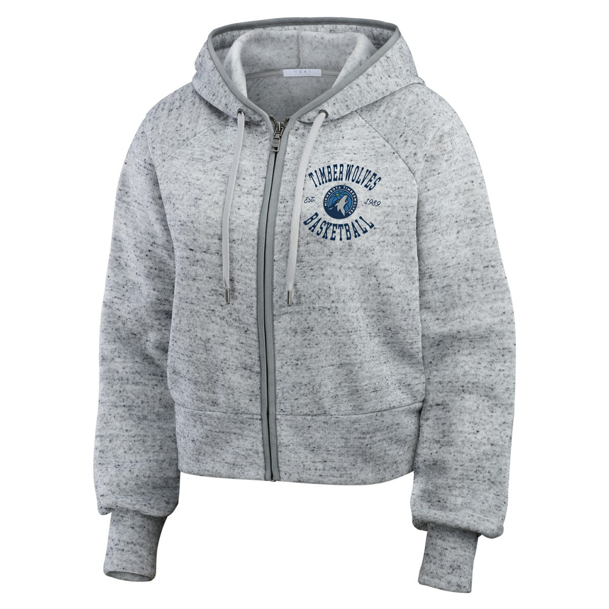 Minnesota Timberwolves WEAR by Erin Andrews Women's Speckled Radiator Full-Zip Hoodie - Heather Gray shop