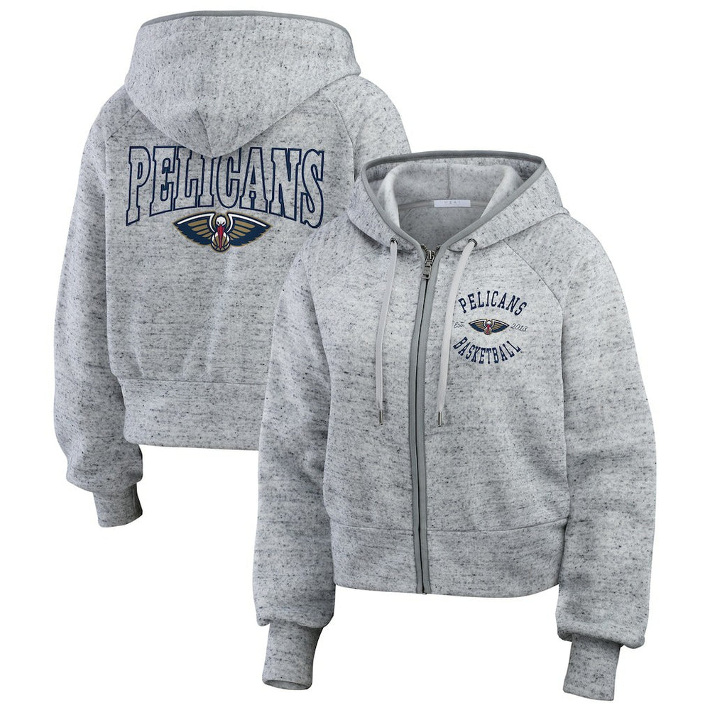 New Orleans Pelicans WEAR by Erin Andrews Women's Speckled Radiator Full-Zip Hoodie - Heather Gray outlet