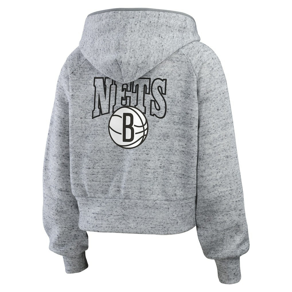 Brooklyn Nets WEAR by Erin Andrews Women's Speckled Radiator Full-Zip Hoodie - Heather Gray shop