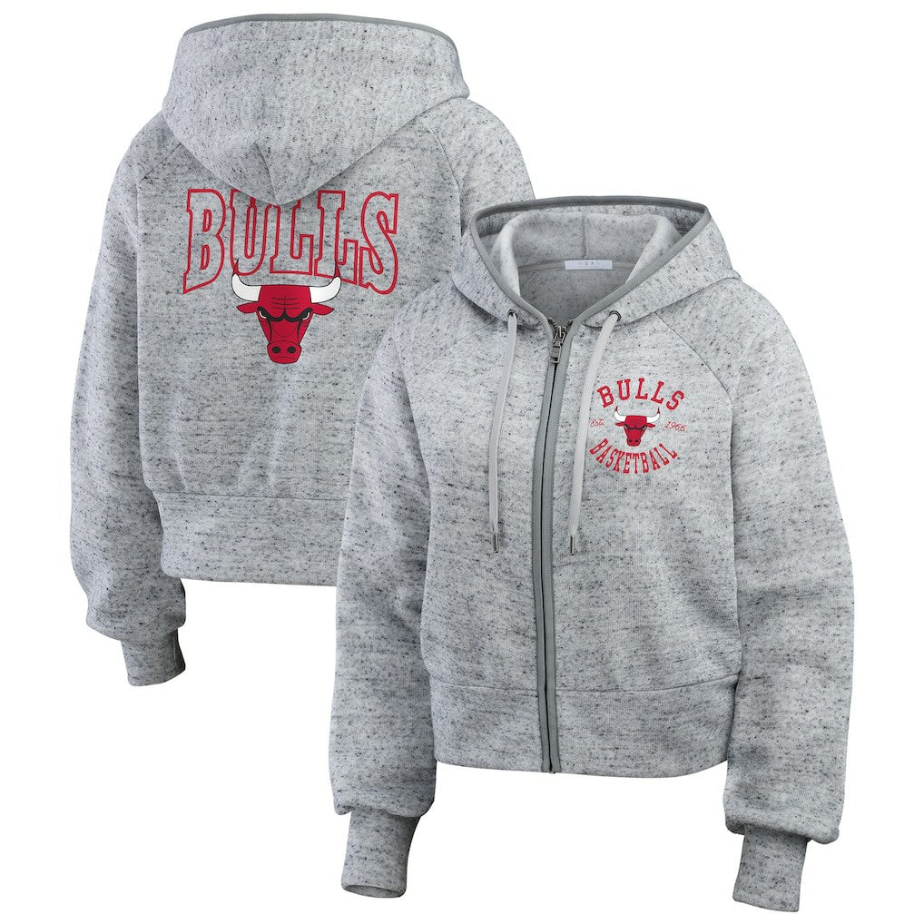 Chicago Bulls WEAR by Erin Andrews Women's Speckled Radiator Full-Zip Hoodie - Heather Gray cheap