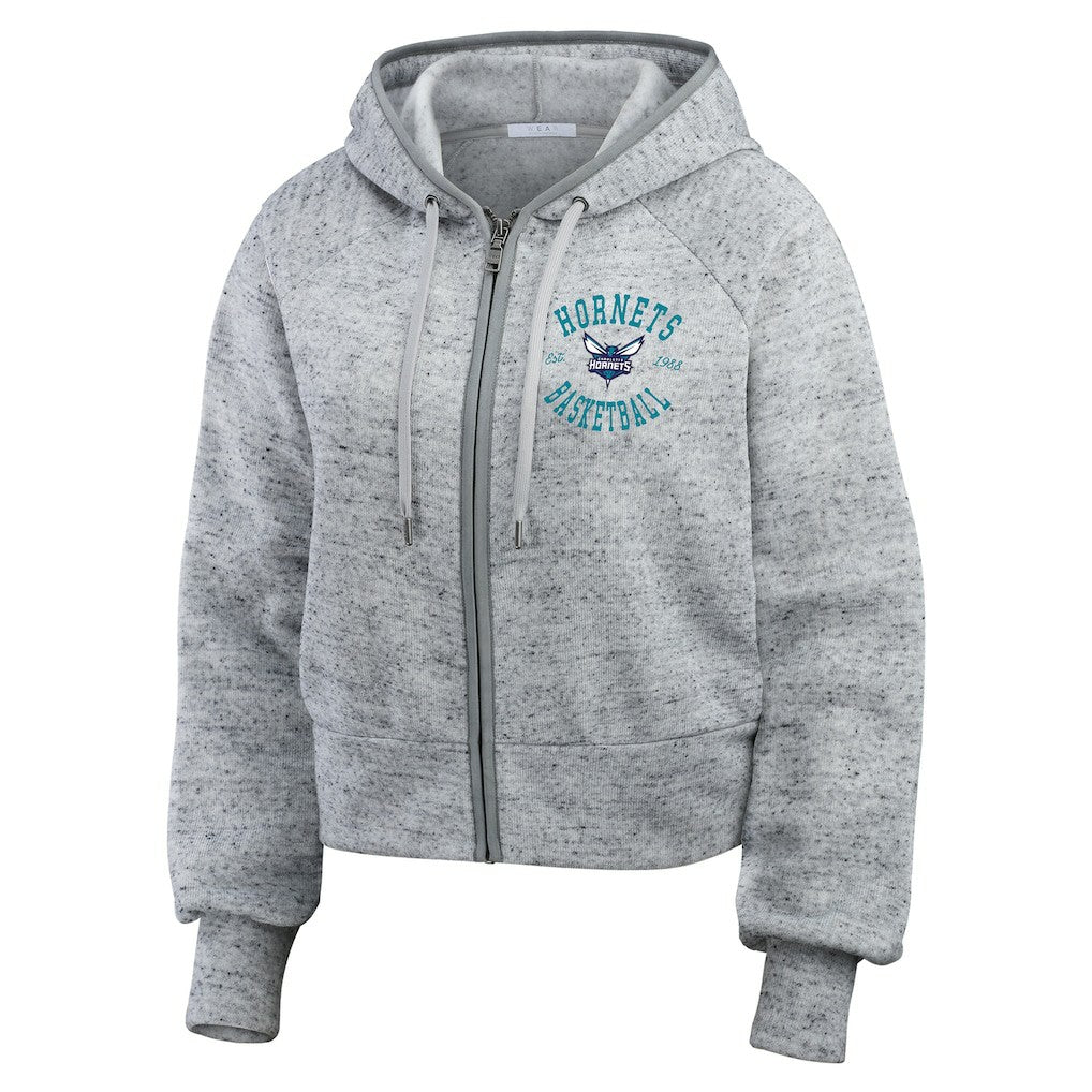 Charlotte Hornets WEAR by Erin Andrews Women's Speckled Radiator Full-Zip Hoodie - Heather Gray on sale