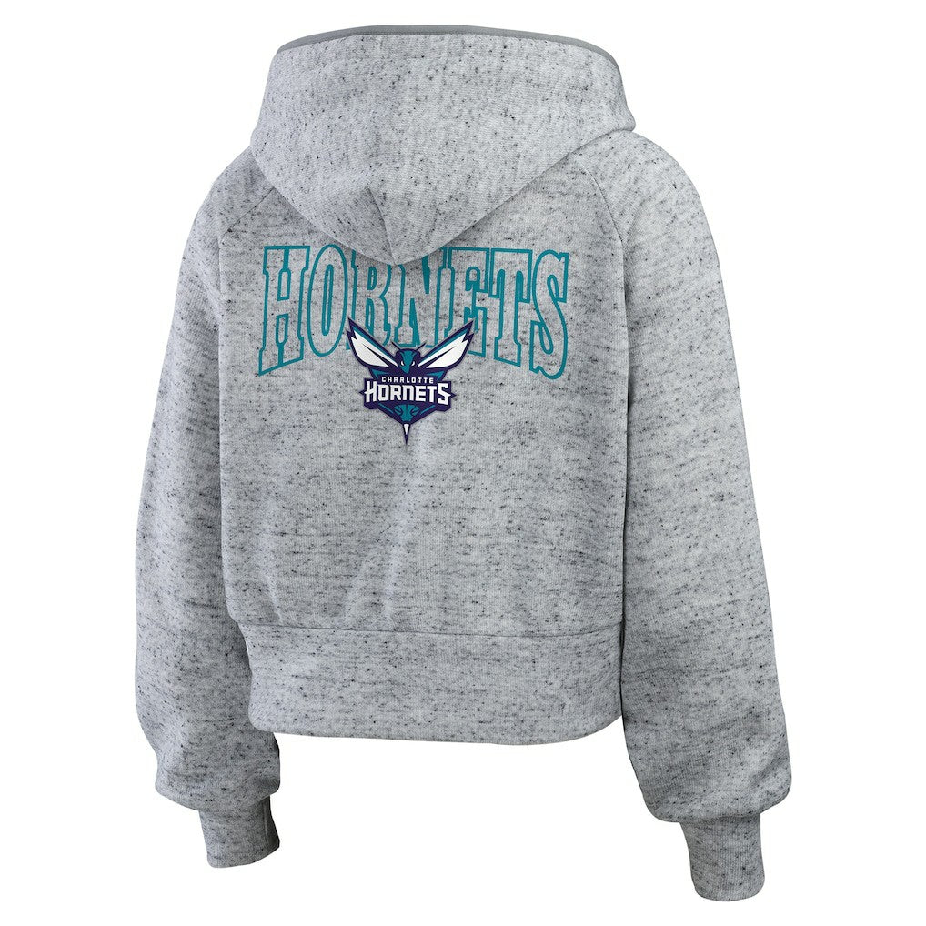 Charlotte Hornets WEAR by Erin Andrews Women's Speckled Radiator Full-Zip Hoodie - Heather Gray on sale