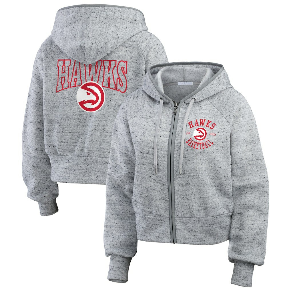 Atlanta Hawks WEAR by Erin Andrews Women's Speckled Radiator Full-Zip Hoodie - Heather Gray for sale