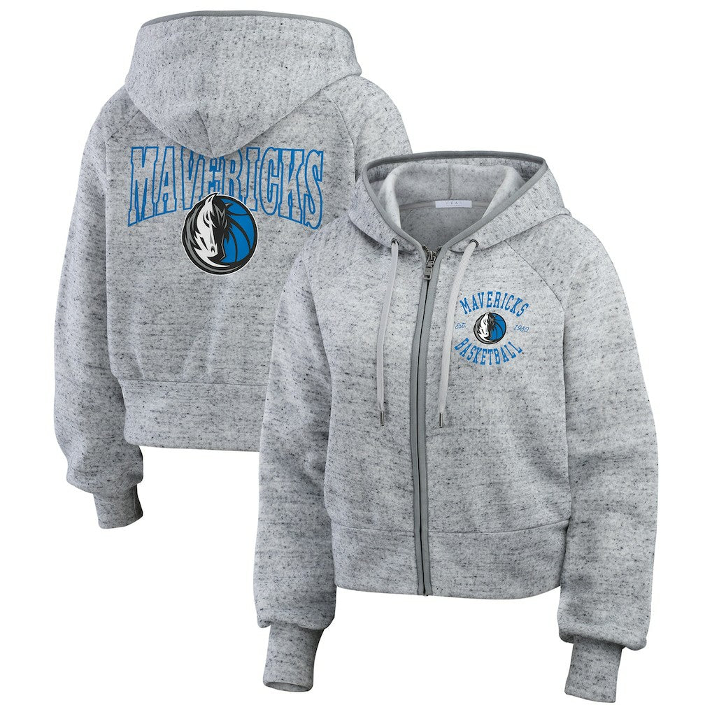 Dallas Mavericks WEAR by Erin Andrews Women's Speckled Radiator Full-Zip Hoodie sale - Heather Gray shop