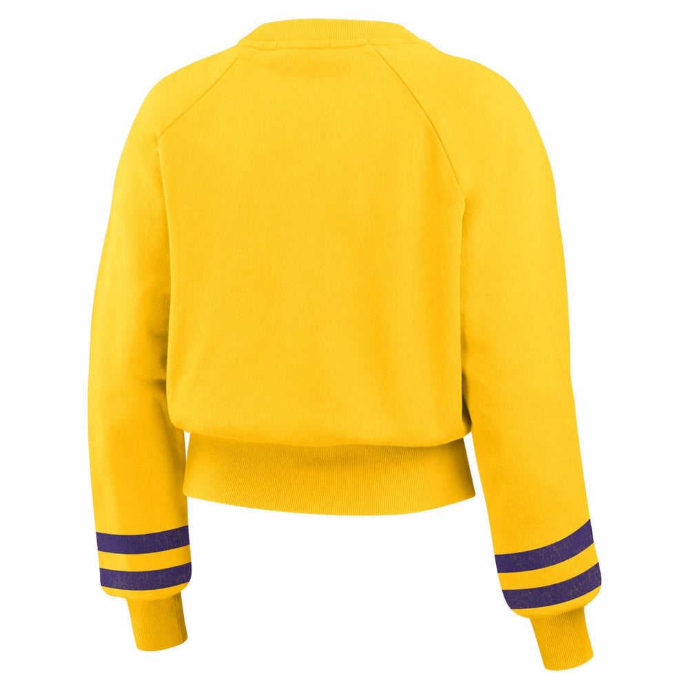 Los Angeles Lakers WEAR by Erin Andrews Women's Vintage Raglan Cropped Pullover Sweatshirt - Gold cheap