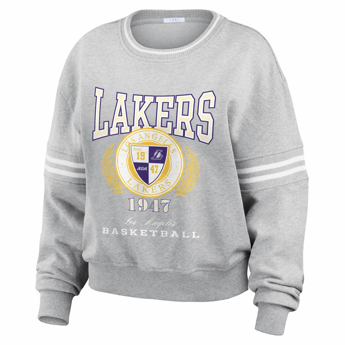 Los Angeles Lakers WEAR by Erin Andrews Women's French Terry Pullover Sweatshirt - Heather Gray cheap