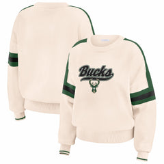 Milwaukee Bucks WEAR by Erin Andrews Women's Stripe Pullover Sweater - Cream cheap